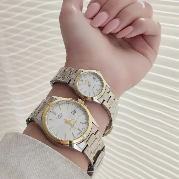 ست ساعت کاسیو بند استیل زنانه و مردانه
