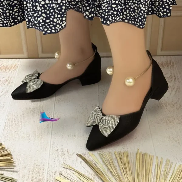 کفش زنانه مجلسی پاشنه ۳ سانت مروارید