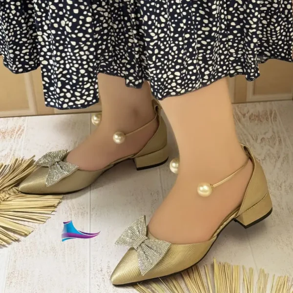 کفش زنانه مجلسی پاشنه ۳ سانت مروارید